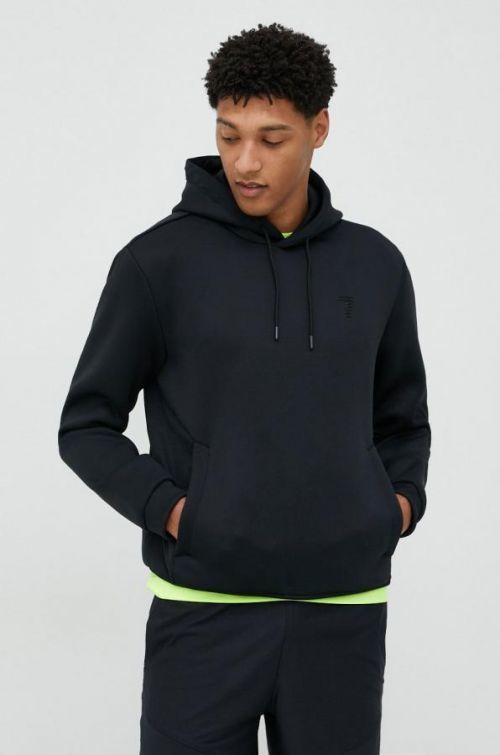 Mikina EA7 Emporio Armani pánska, čierna farba, s kapucňou, jednofarebná