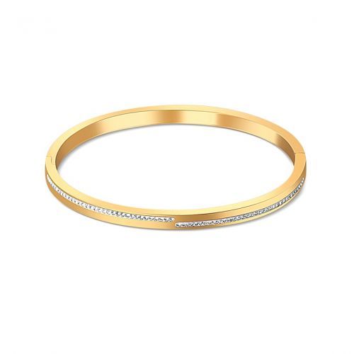 JVD Pevný pozlátený náramok so zirkónmi SSSB0055XI8GO 6,4 x 5,3 cm