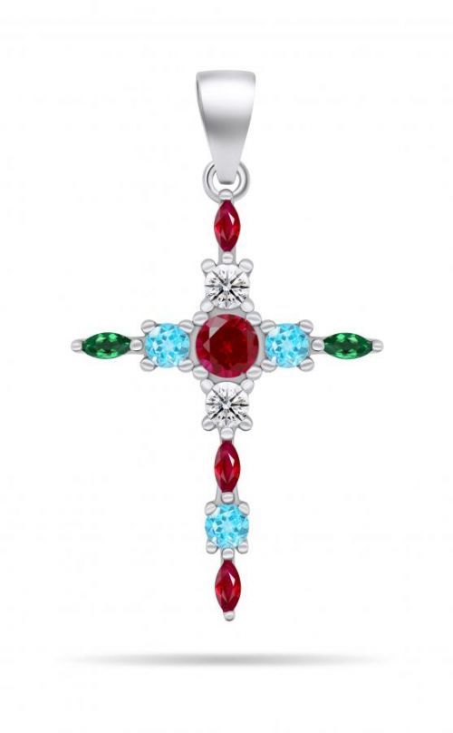 Brilio Silver Originálny strieborný prívesok Krížik PT87WRBW