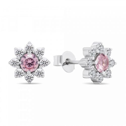 Brilio Silver Slušivé strieborné náušnice so zirkónmi Kytičky EA577WP