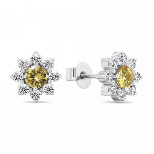 Brilio Silver Slušivé strieborné náušnice so zirkónmi Kytičky EA577WYL