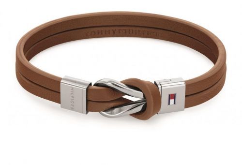 Tommy Hilfiger Moderný náramok z hnedej kože Braided Knot 2790441