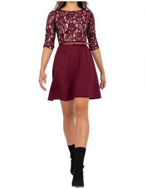 Fialové šaty s čipkovým topom