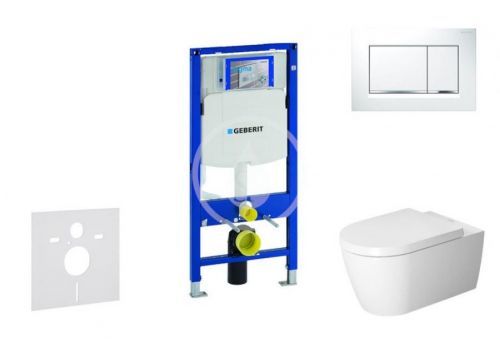 GEBERIT - Duofix Modul na závesné WC s tlačidlom Sigma30, biela/lesklý chróm + Duravit ME by Starck - WC a doska, Rimless, SoftClose 111.300.00.5 NM5