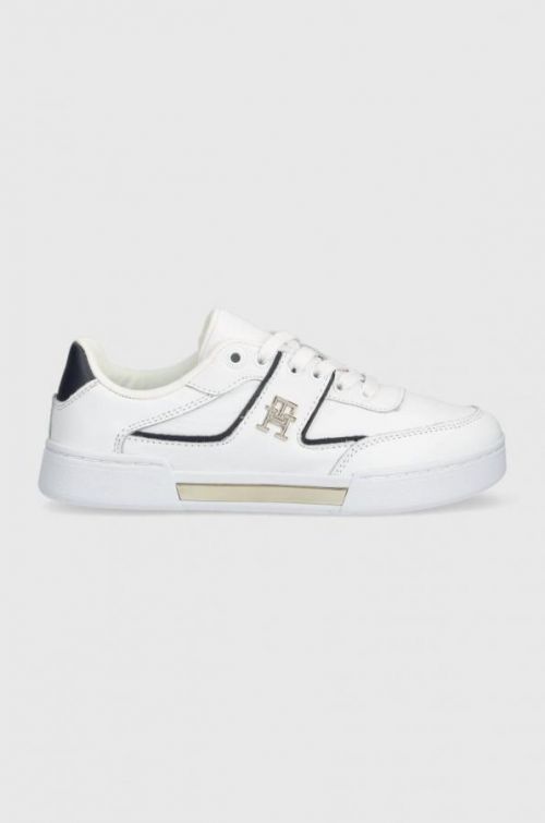 Kožené tenisky Tommy Hilfiger Th Prep Court Sneaker biela farba,
