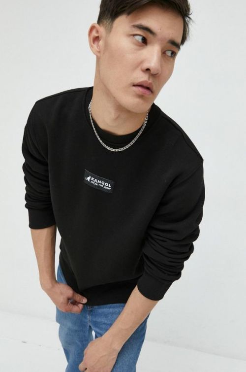 Mikina Kangol unisex, čierna farba, s nášivkou