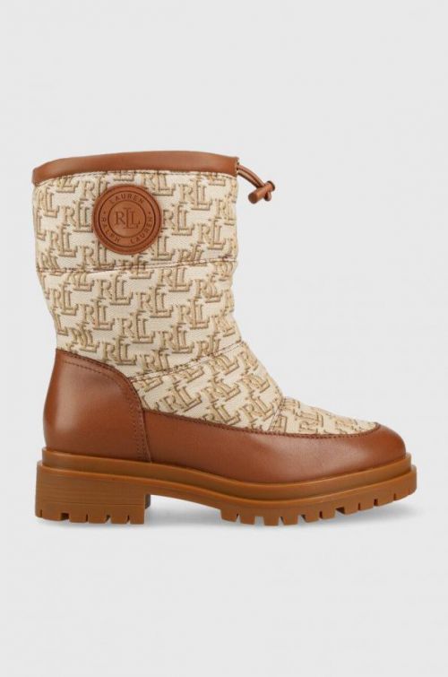 Členkové topánky Lauren Ralph Lauren hnedá farba