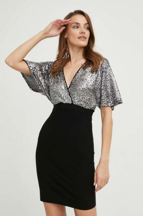 Šaty Answear Lab strieborná farba, mini, priliehavá