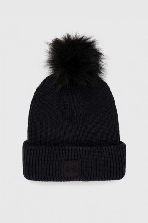 Čiapka Under Armour čierna farba, z hrubej pleteniny,