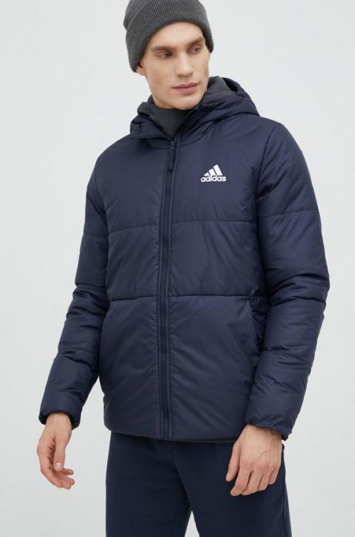 Bunda adidas pánska, tmavomodrá farba, zimná,