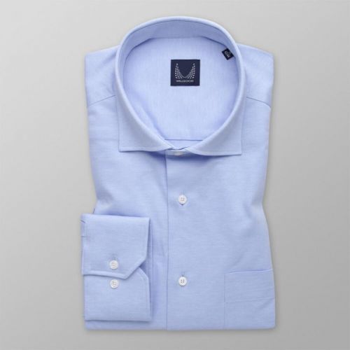 Pánska slim fit košeľa svetlomodrá s hladkým vzorom 14564
