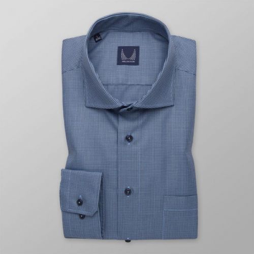 Pánska slim fit košeľa s modro-čiernym pepito vzorom 14570