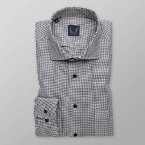 Pánska slim fit košeľa s čierno-bielym pepito vzorom 14574