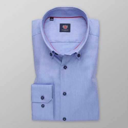 Pánska slim fit košeľa svetlomodrá s jemným vzorom 14580