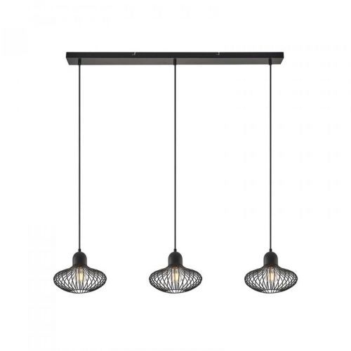 Lindby Justinos závesná lampa, 3-plameňová, čierna