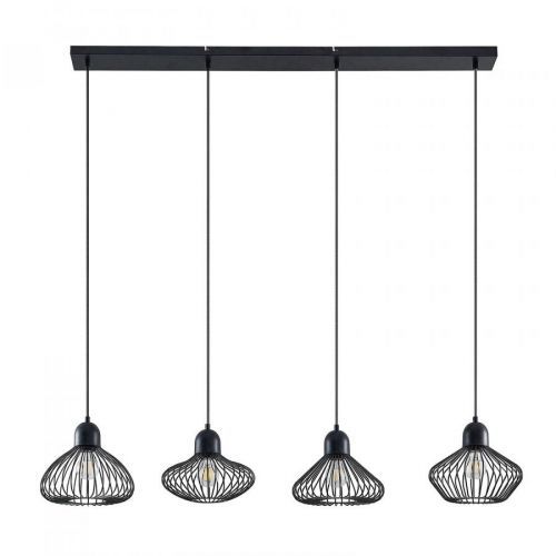 Lindby Raelyn závesná lampa, 4-plameňová, čierna