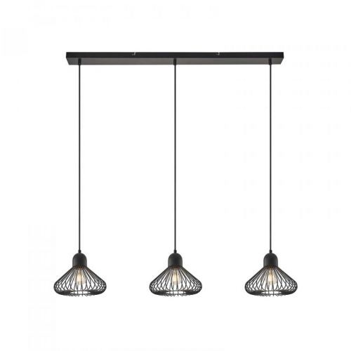 Lindby Metehan závesná lampa, 3-plameňová, čierna