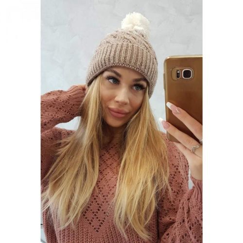 Cap with fleece Ilona K218 beige+ecru