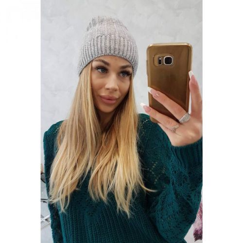 Cap with fleece Anna K238 light gray