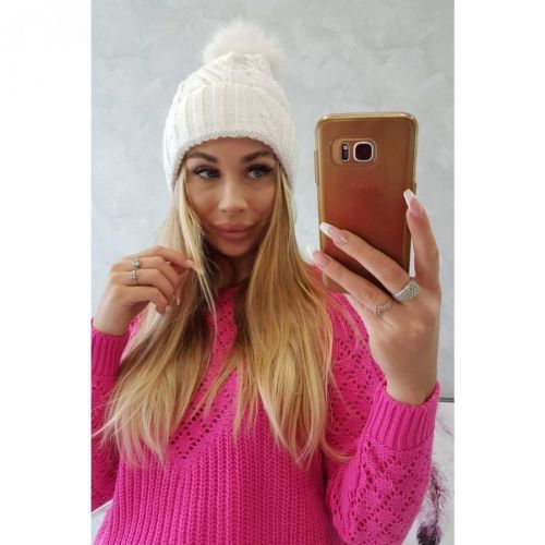 Cap with fleece Warkocz K226 white