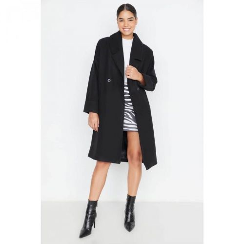 Trendyol Black Sleeve Detailed Cachet Coat