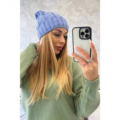 Cap with fleece Iwona K221 blue