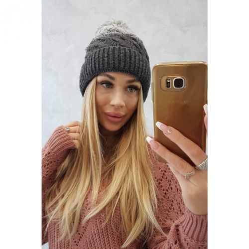 Cap with fleece Ilona K218 graphite+gray