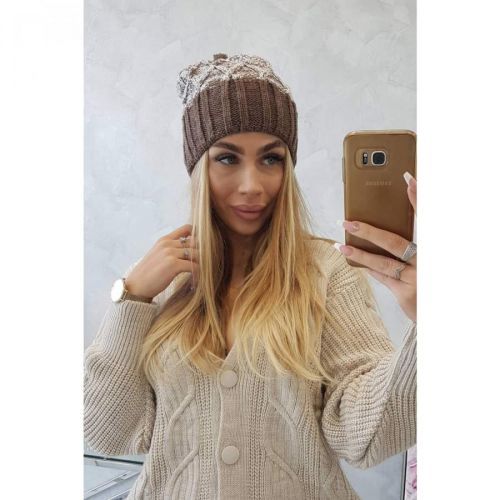 Cap with fleece Milano K203 ecru melange+mocca