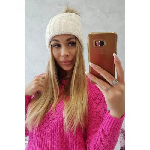 Cap with fleece Warkocz K226 ecru