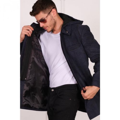 PLT8335 DEWBERRY MEN'S COAT-DIAGONAL BLACK-BLUE