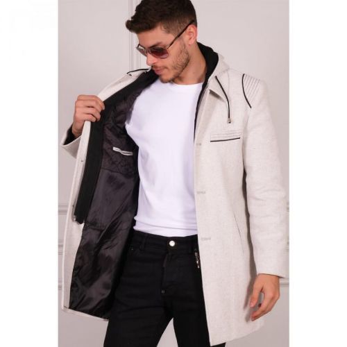 PLT8335 DEWBERRY MEN'S COAT-DIAGONAL GREY-CREAM