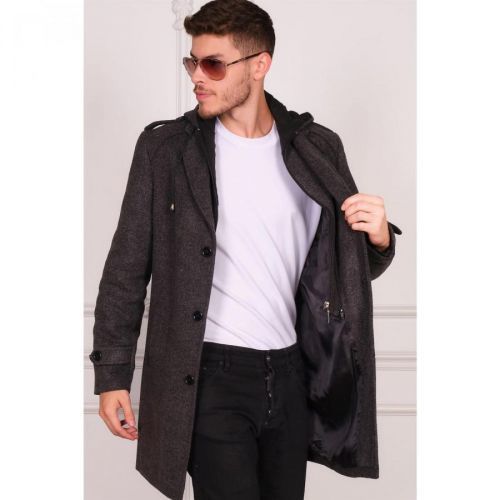 PLT8401 DEWBERRY MEN'S COAT-PATTERNED ANTHRACITE