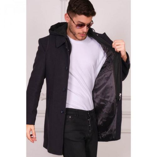 PLT8335 DEWBERRY MEN'S COAT-PATTERNED NAVY BLUE