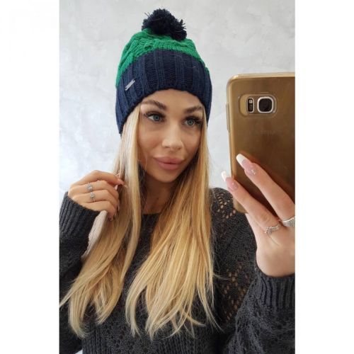 Cap with fleece Paris K212 green+navy blue