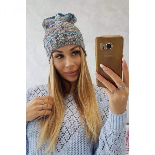 Cap with fleece Klaudia K255 maritime+gray