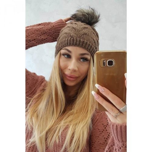 Cap with fleece Ela K242 brown