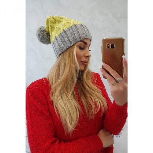 Cap with fleece Milano K203 yellow+gray