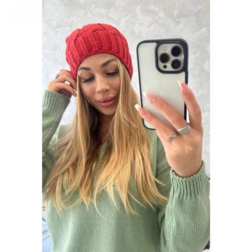 Cap with fleece Iwona K221 burgundy