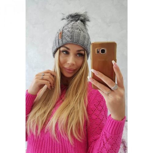 Cap with fleece Warkocz K226 dark gray