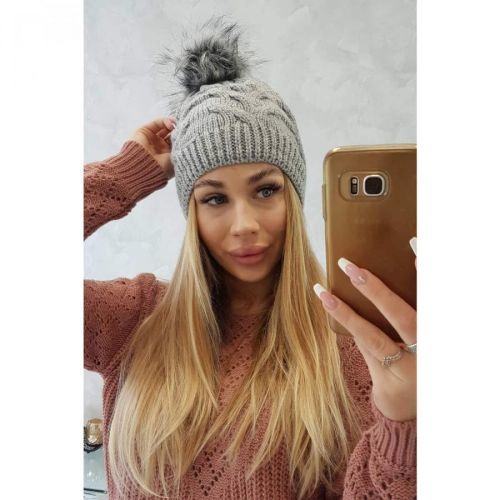 Cap with fleece Ela K242 light gray