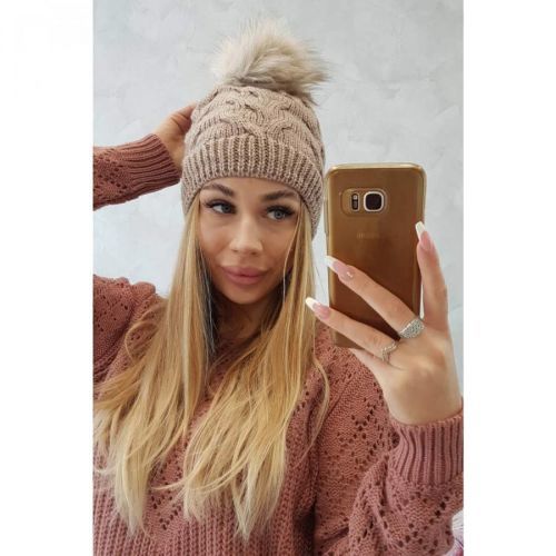 Cap with fleece Ela K242 dark beige