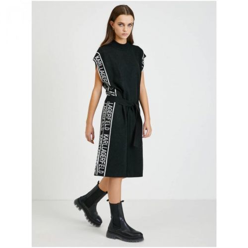 Black women's sweater dress with wool admixture KARL LAGERFELD - Women