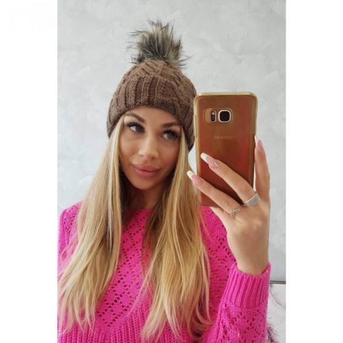 Cap with fleece Warkocz K226 mocca