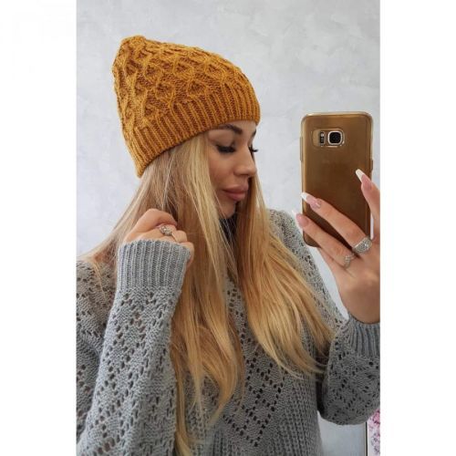 Cap with fleece Roma K224 mustard