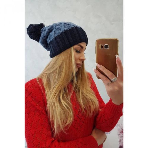 Cap with fleece Milano K203 jeans+navy blue