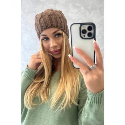 Cap with fleece Iwona K221 mocca