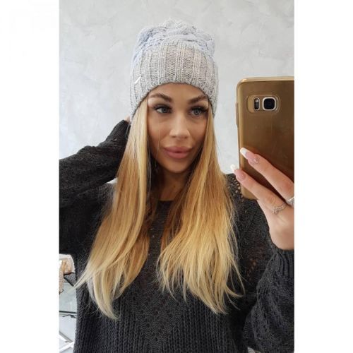 Cap with fleece Paris K212 light blue+light grey