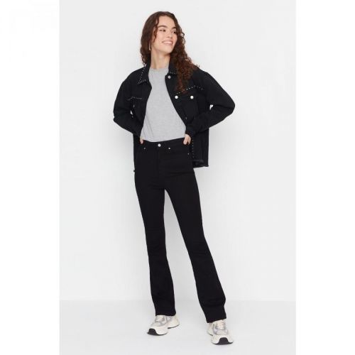 Trendyol Black Unfading Black High Waist Flare Jeans