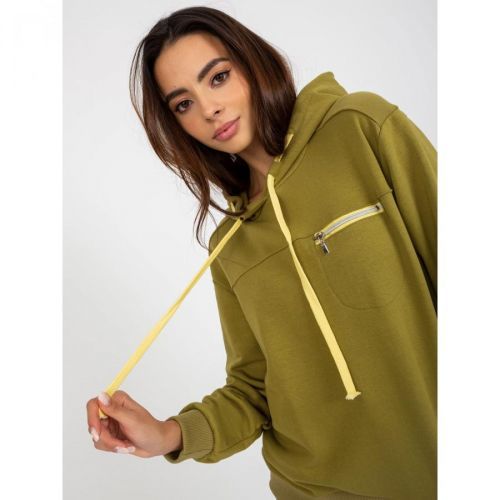 Olive sweatshirt hoodie with drawstrings