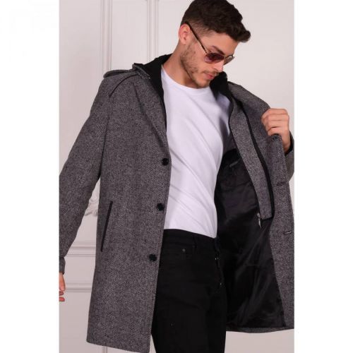 PLT8401 DEWBERRY MEN'S COAT-PATTERNED GREY